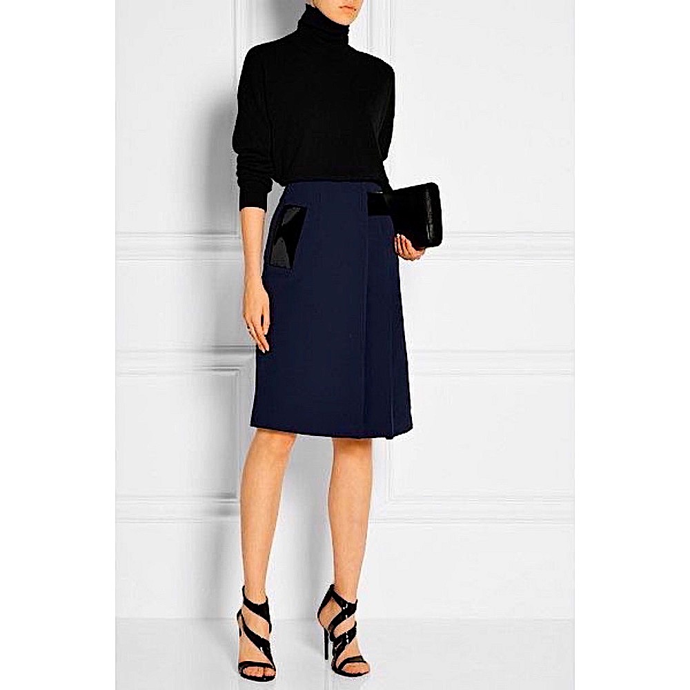 CHRISTOPHER KANE Patent Leather-Trimmed Cady Skirt